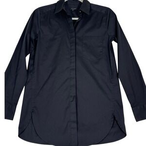 Ann Taylor Black Button Shirt XXS Long Sleeve Capsule Wardrobe Office Chic